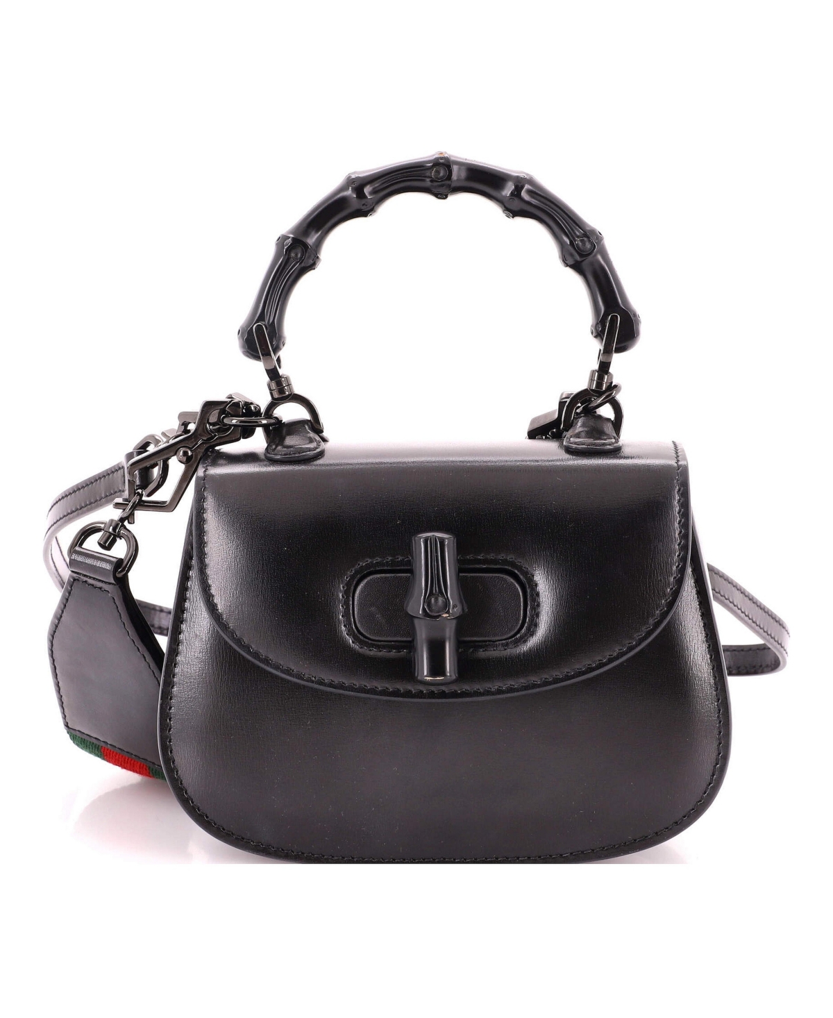 Pre-Owned Gucci Mini Bamboo 1947 Top Handle Bag Leather - Black