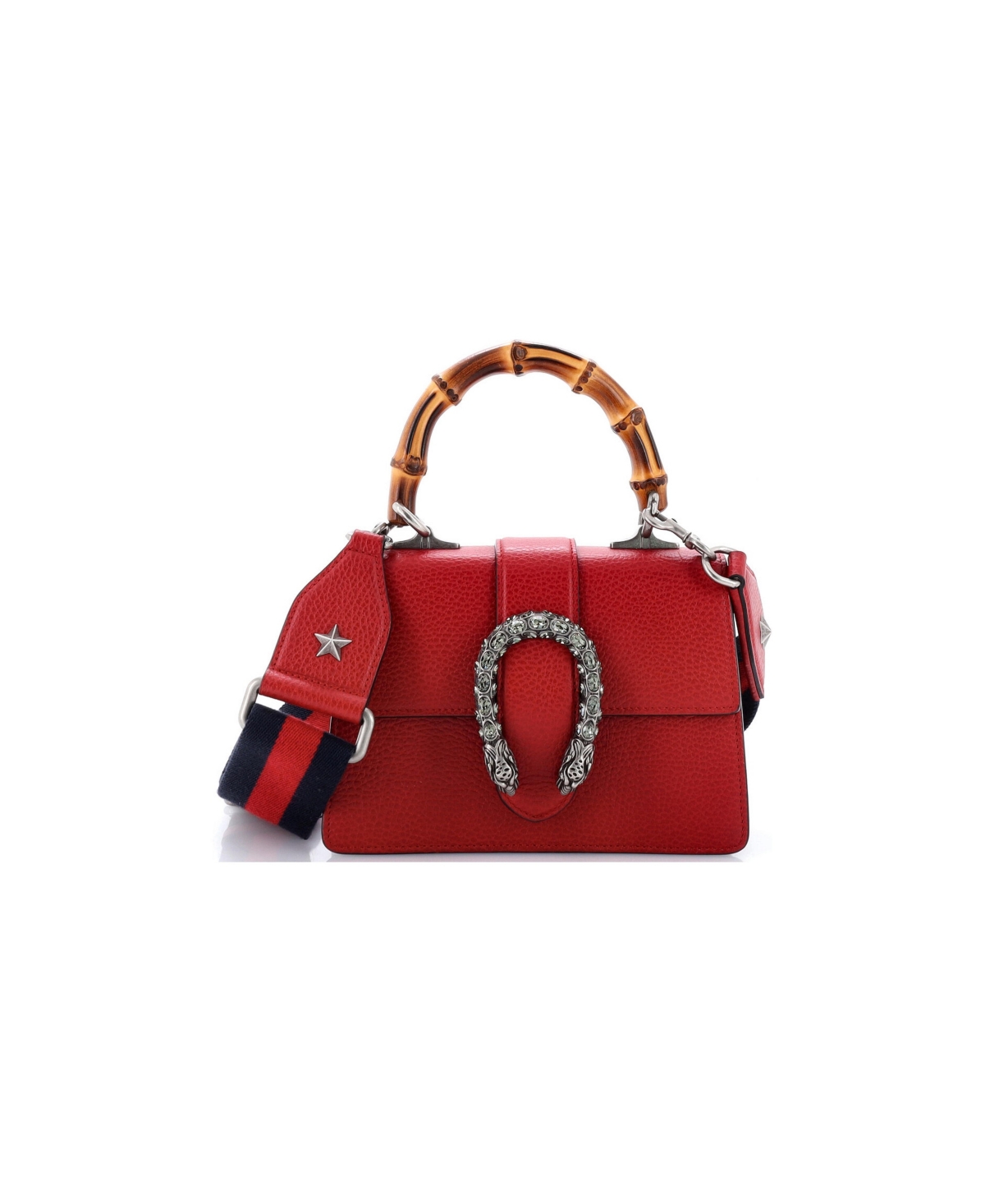 Pre-Owned Gucci Mini Dionysus Bamboo Top Handle Bag Leather - Red