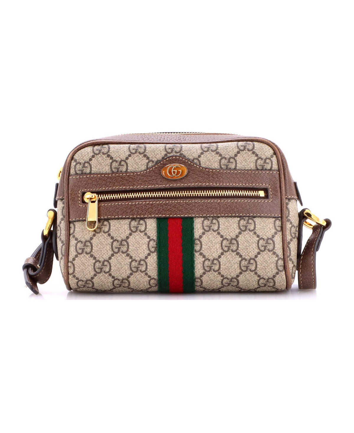 Pre-Owned Gucci Mini Ophidia Shoulder Bag Gg Coated Canvas - Brown