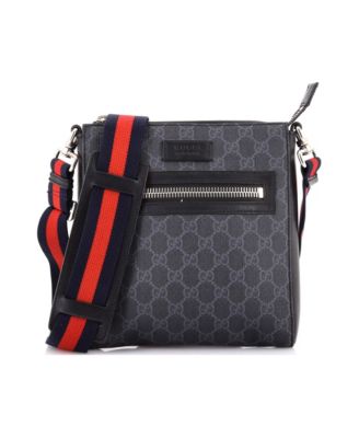 Small Web Strap Front Zip Messenger Bag GG Coated Canvas