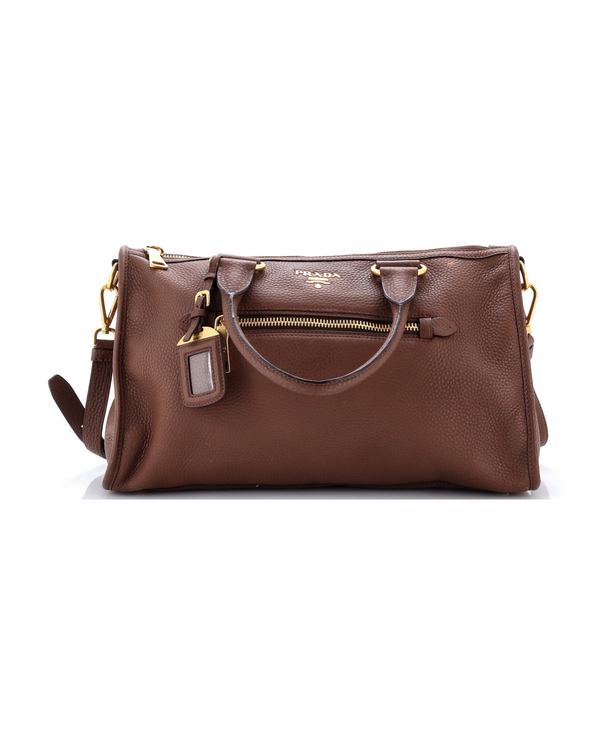 Pre-Owned Prada Medium Front Zip Convertible Satchel Vitello Phenix
