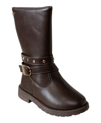 Girls Toddler Fashion Rider Boots with Heart Buckle and Studs