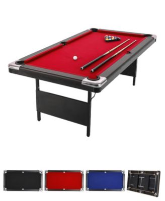 7 FT Portable Folding Pool Gaming Table, Complete Billiard Set with Balls, 2 Cues, Chalk and Brush, Indoor Game Table for Game Room