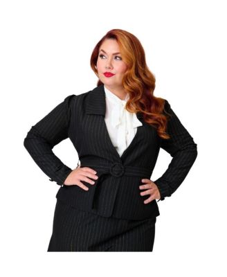 Plus Size 1940s Tweed Belted Jacket