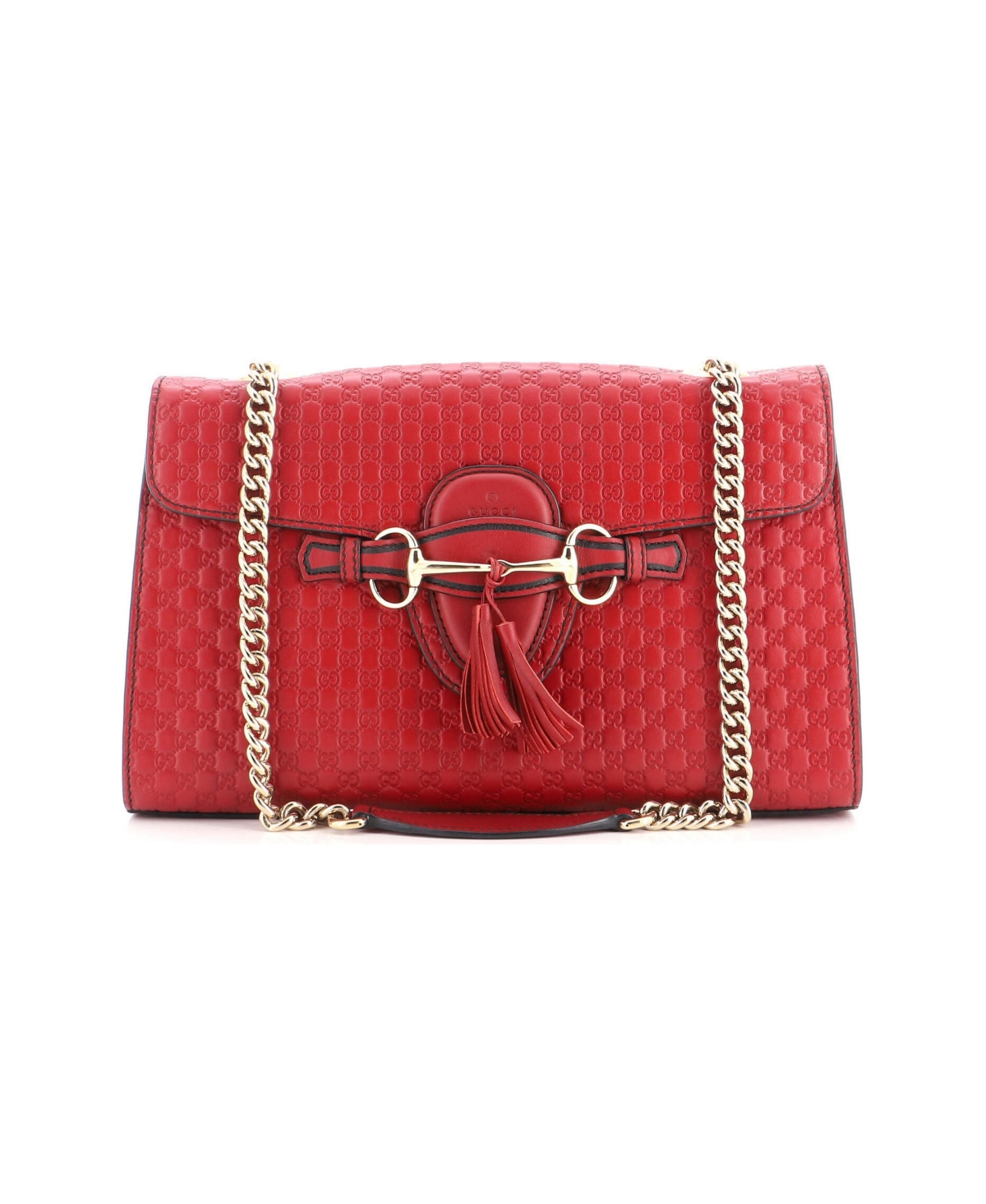 Pre-Owned Gucci Medium Emily Chain Flap Bag Microguccissima Leather - Red