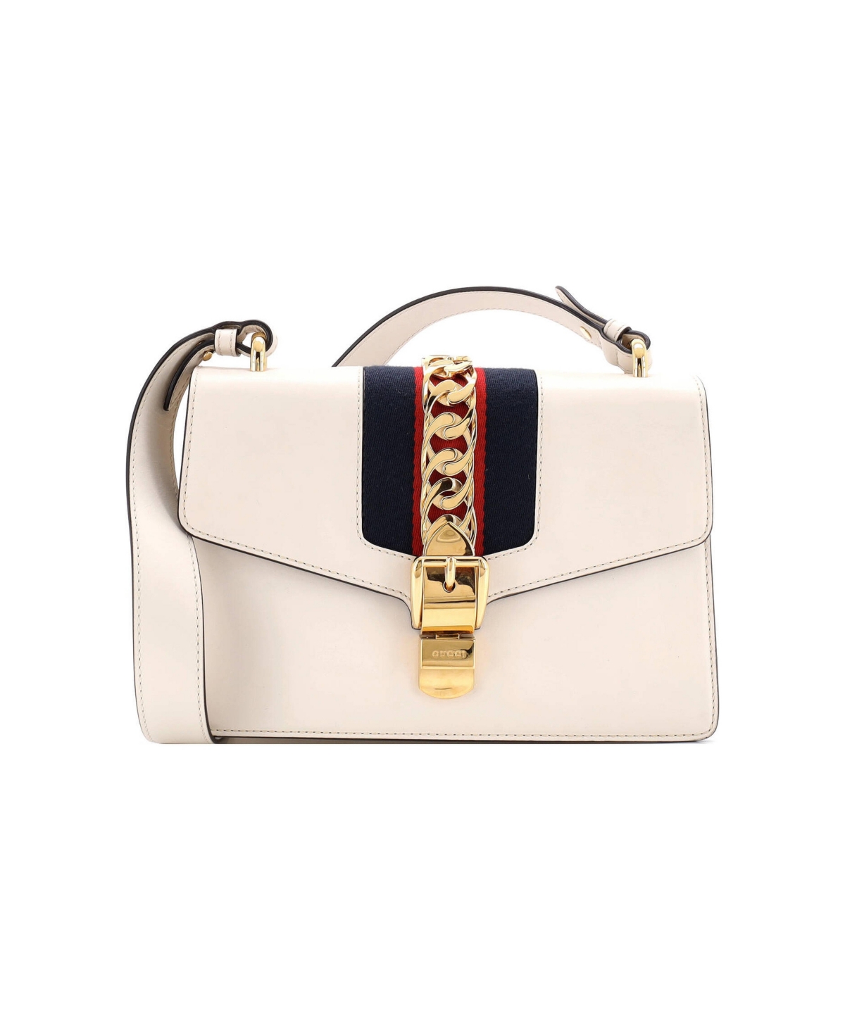 Pre-Owned Gucci Small Sylvie Shoulder Bag Leather - White