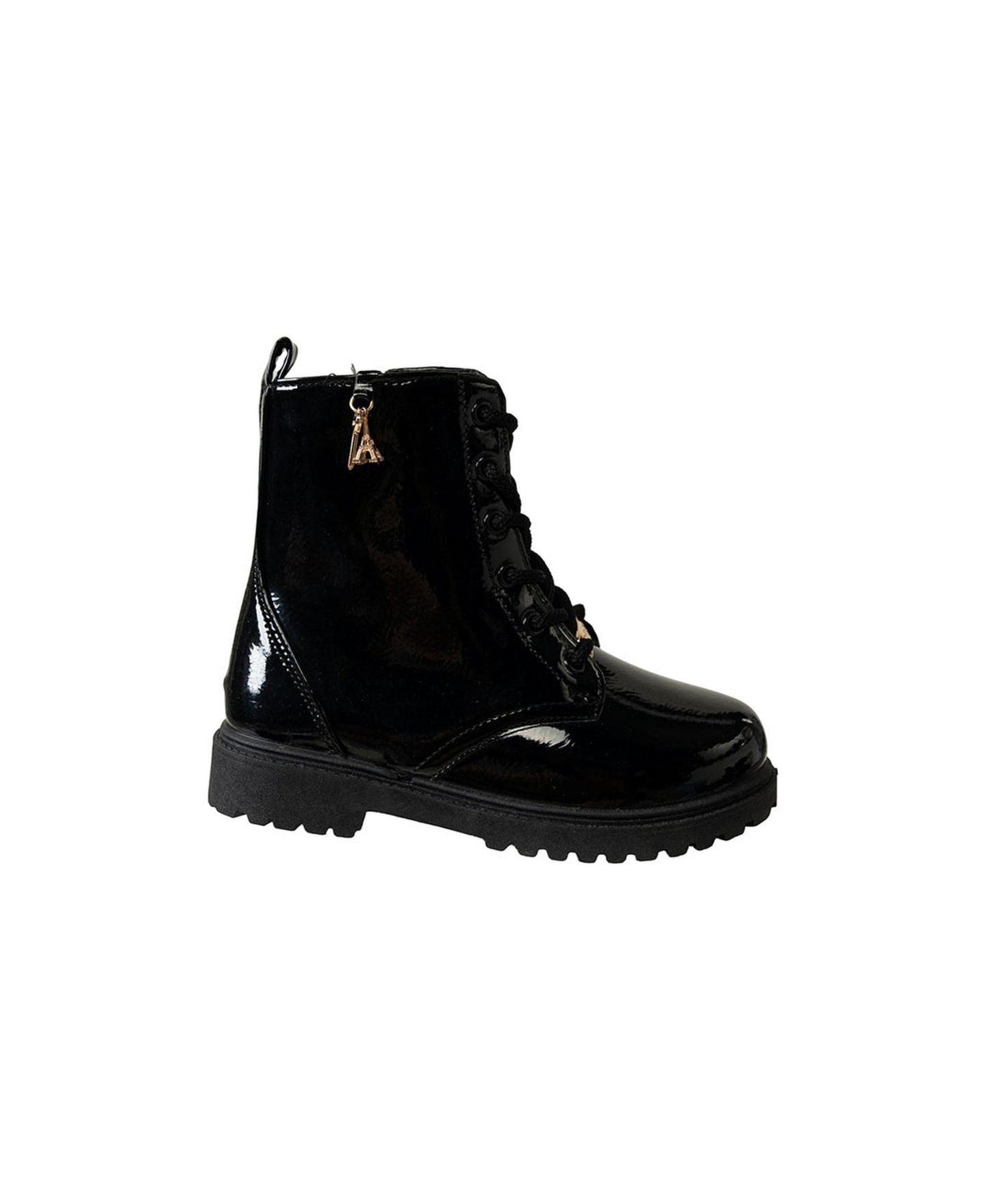 Ботинки Bebe Faux Leather Combat Boots with Heart Key and Eiffel Tower Charm, Side Zip, Chunky Lug Sole для девочек, цвет: Чёрный — фото 3