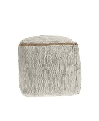 18 Inch Cotton And Jute Cube Pouf Ottoman