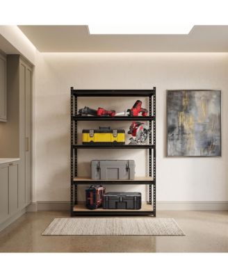 72 Inch 5-Tier Steel and Engineered Wood Boltless Adjustable Storage Shelving Unit