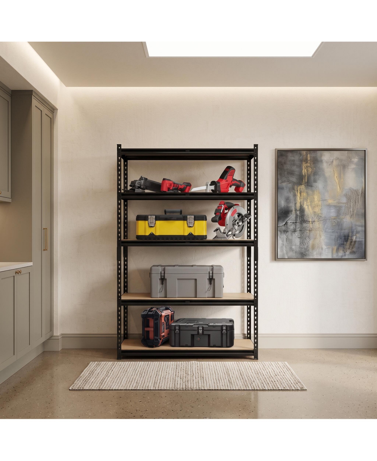 homfan 72 Inch 5-Tier Steel and Engineered Wood Boltless Adjustable Storage Shelving Unit