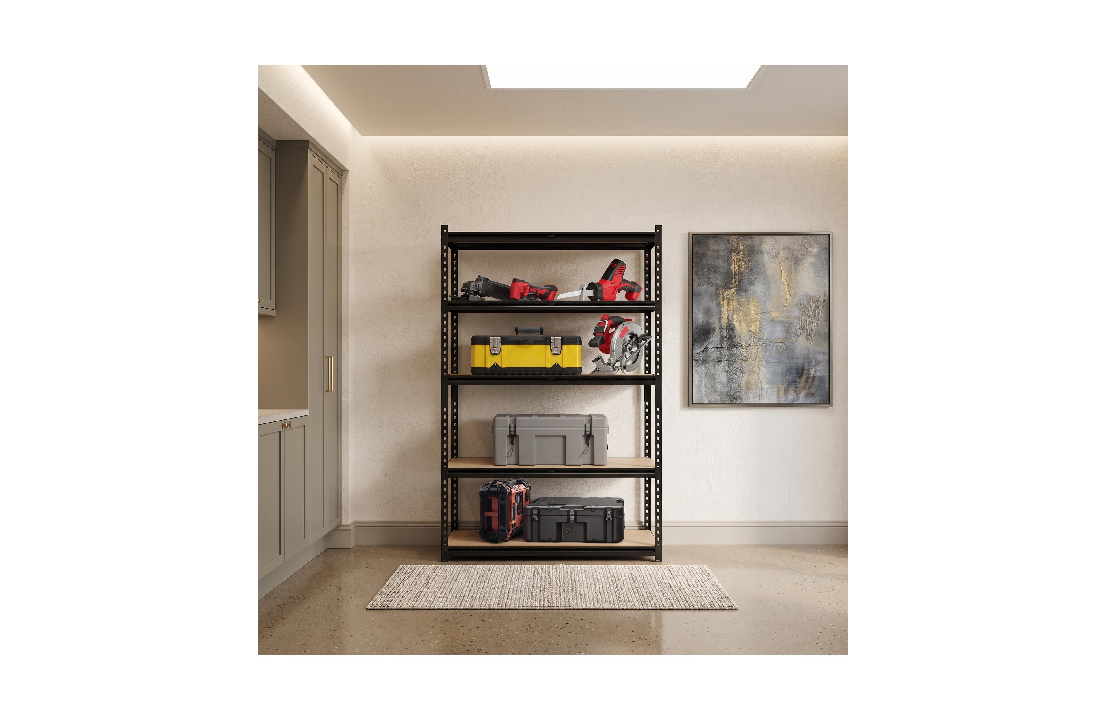homfan 72 Inch 5-Tier Steel and Engineered Wood Boltless Adjustable Storage Shelving Unit