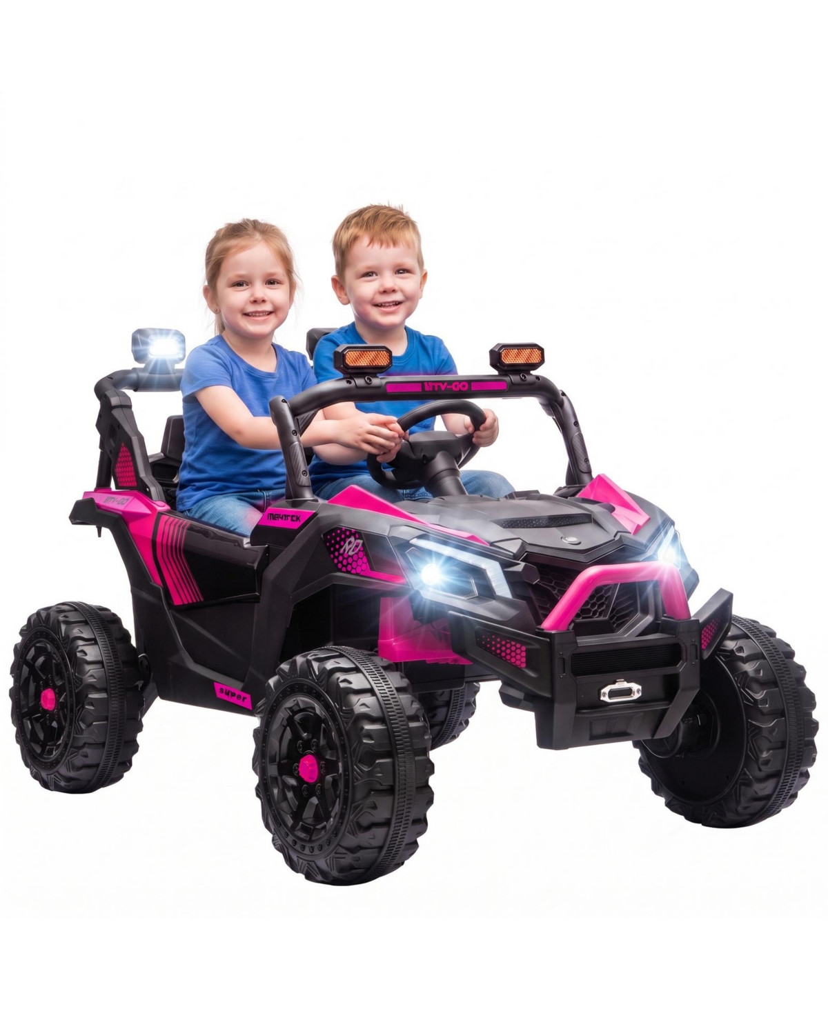 Glintex 24V 2-Seater Ride-On Utv Truck with Remote Control, Ages 3-8 - Pink