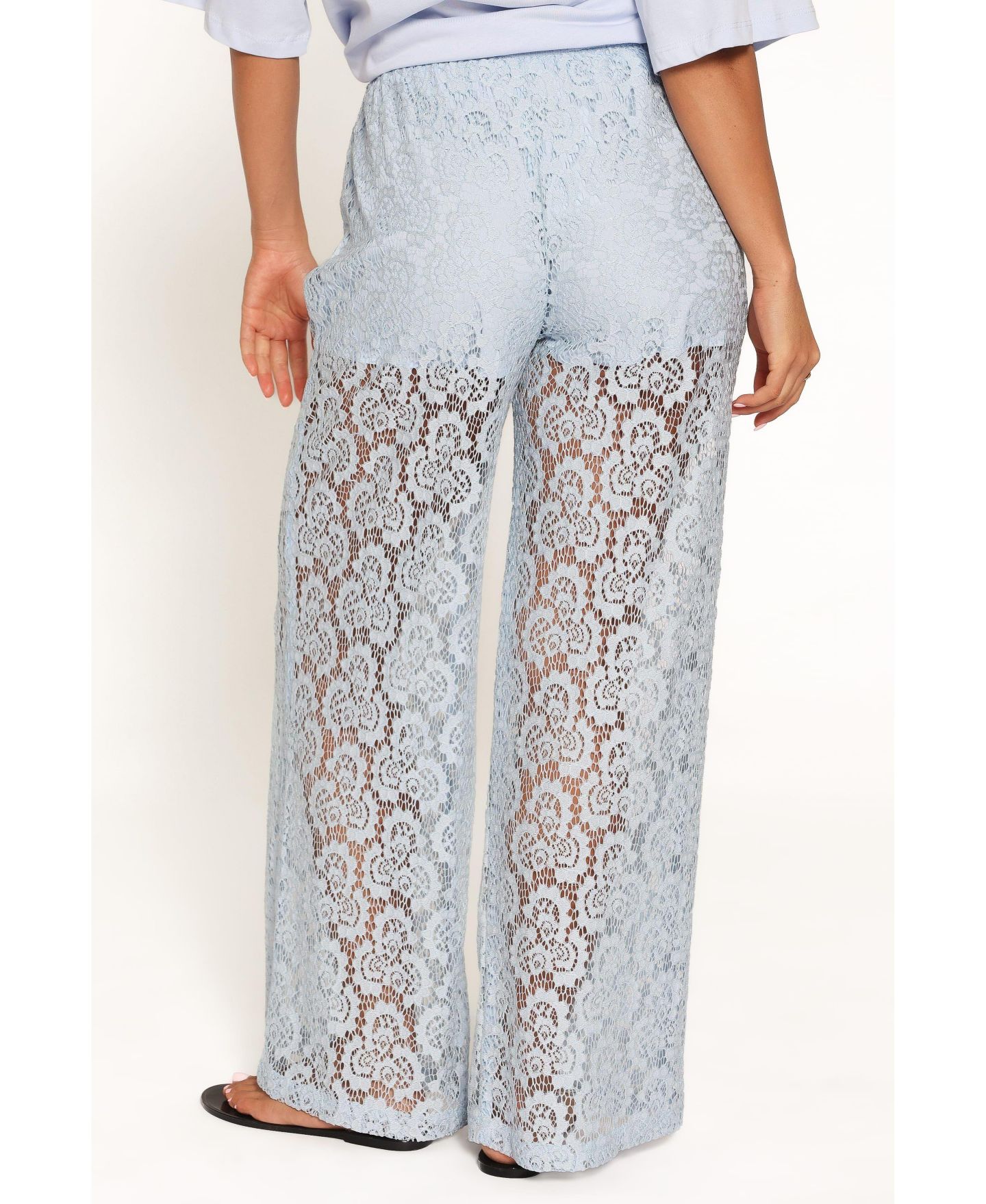 Женские брюки Petal and Pup Tia Sheer Lace High-Rise Wide-Leg — фото 6
