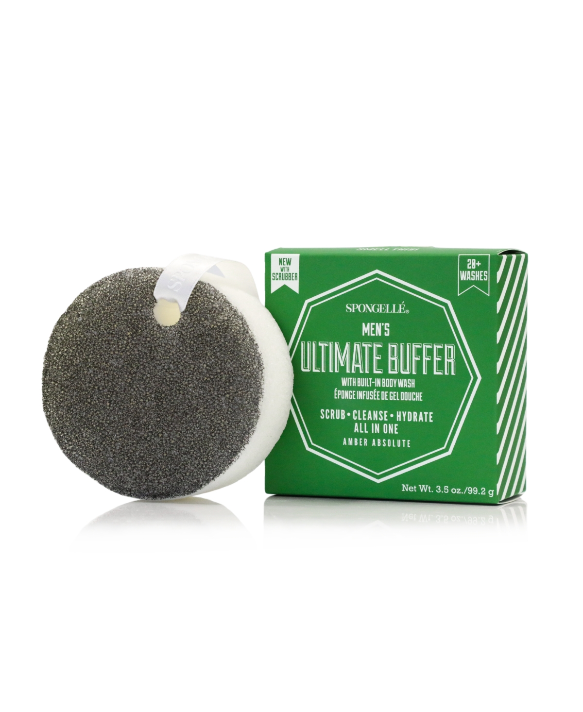 Spongelle Men's Ultimate Buffer With Scrubber Amber Absolute 3.5 Ounce