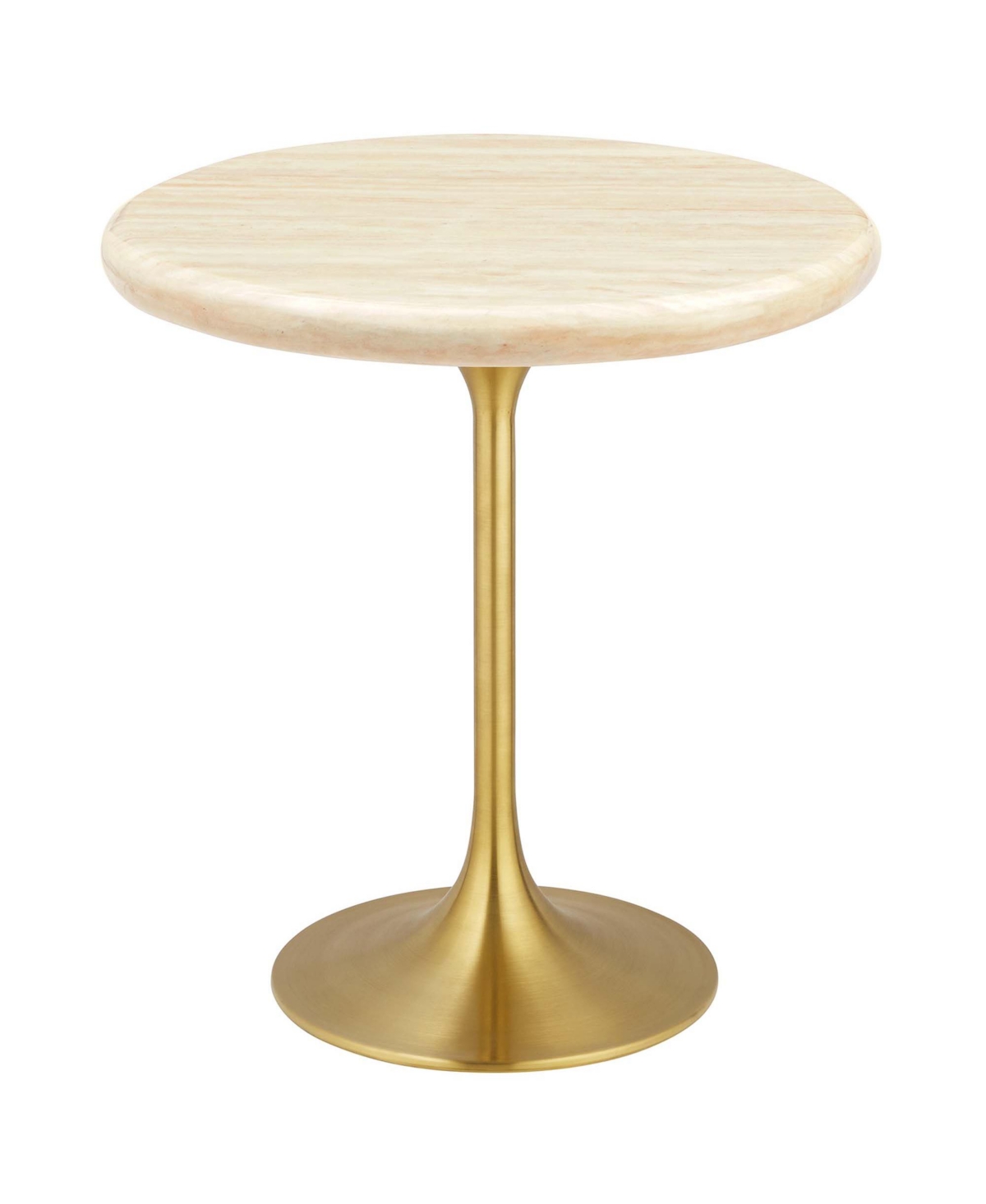 EEI-6746-GLD-TRA 20 in. Lippa Round Artificial Travertine Side Table, Gold Travertine