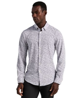 Men's Long-Sleeve Micro Floral Print Shirt