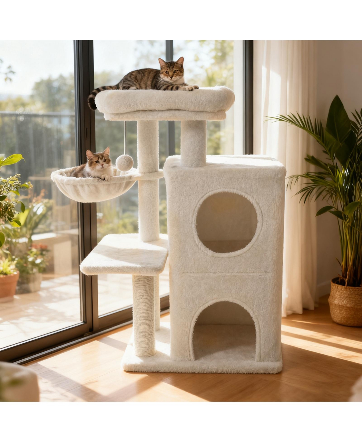 Zeny 33.5in Cute Kitten Tower with 2-Tier Condo and Top Perch