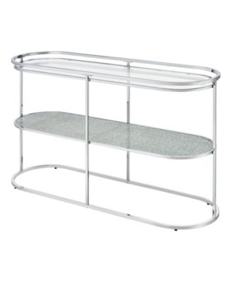 Chrome Metal Console Table - 48 Inch Sofa Table with Glass Top for Living Room