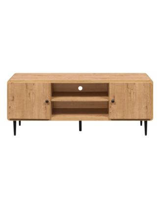 55" Natural Wood Enclosed and Open Storage TV Stand