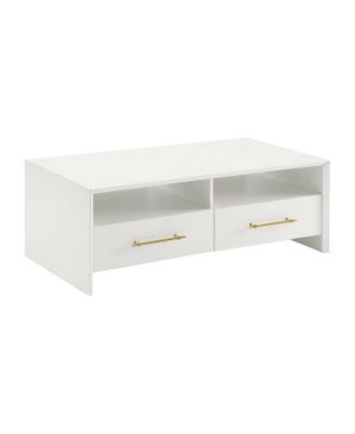 White Coffee Table with 2 Drawers and 2 Shelves MDF Particle Board