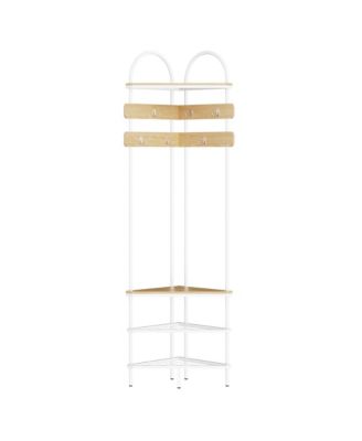 71" Tall Corner Hall Tree, Coat Rack with Shoe Storage and Bench, Entryway Organizer