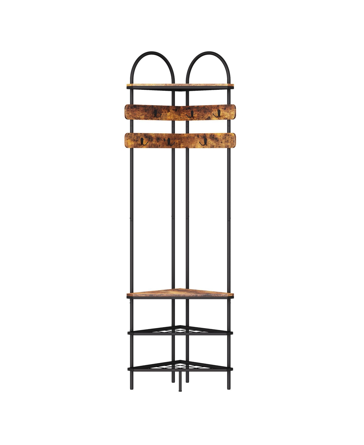 gaomon 71" Tall Corner Hall Tree, Coat Rack with Shoe Storage and Bench, Entryway Organizer - Brown