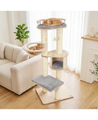 Cat Tree for Kittens with Top Perch, Condo and Feather Toys