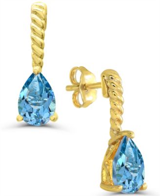 Blue Topaz Drop & Chandelier Stud Earrings (3/4 ct. t.w.) in 14k Gold-Plated Sterling Silver
