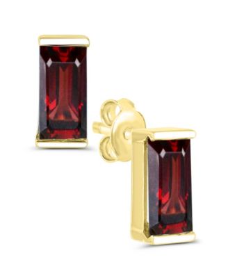 Garnet Emerald-Cut Stud Earrings (3/4 ct. t.w.) in 14k Gold-Plated Sterling Silver