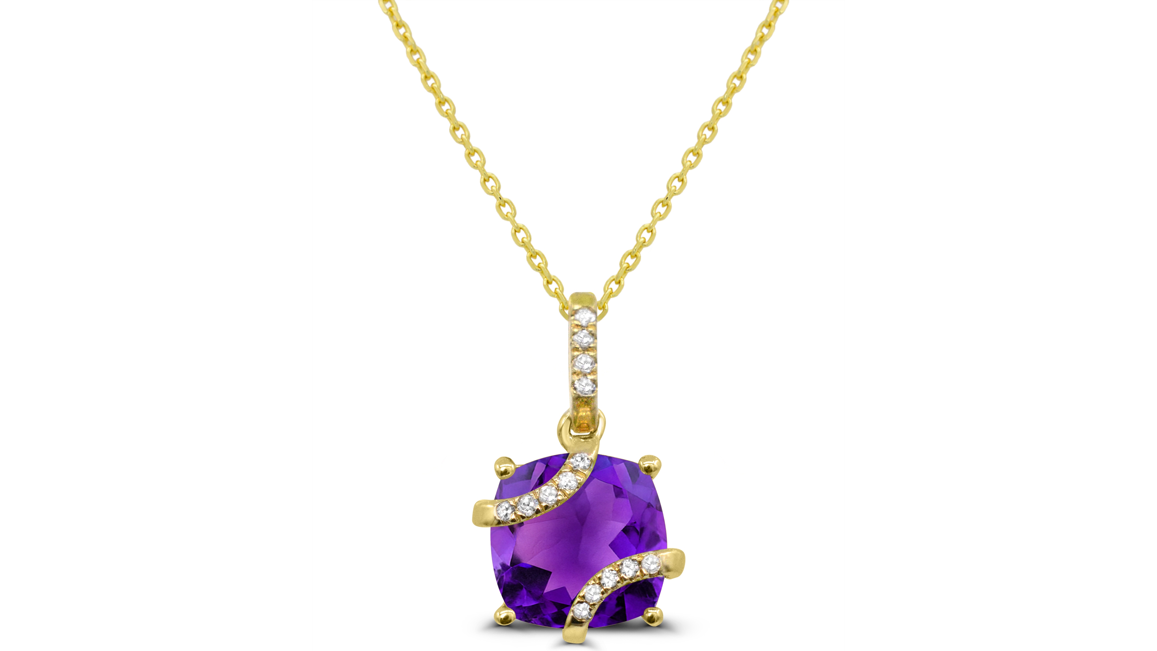 Macy's Amethyst and Diamond Accent Pendant (7/8 ct. t.w.) in 14k Gold-Plated Sterling Silver