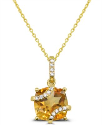 Citrine and Diamond Accent Pendant Necklace (1-1/10 ct. t.w.) in 14k Gold-Plated Sterling Silver
