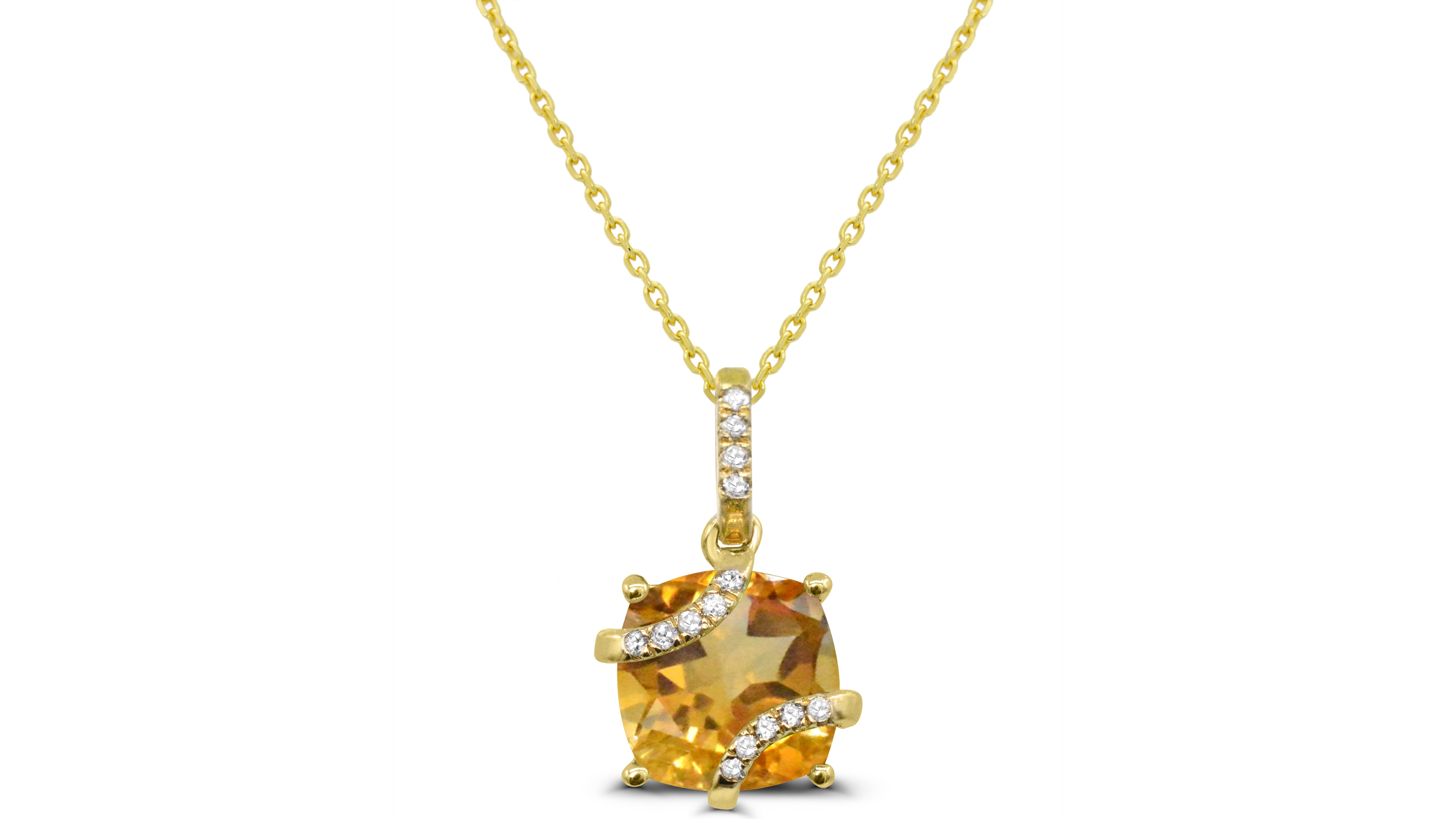 Macy's Citrine and Diamond Accent Pendant Necklace (1-1/10 ct. t.w.) in 14k Gold-Plated Sterling Silver
