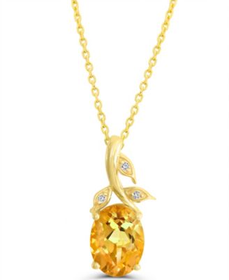 Citrine (7/8 ct. t.w.) and Diamond Accent Pendant in 14k Gold-Plated Sterling Silver