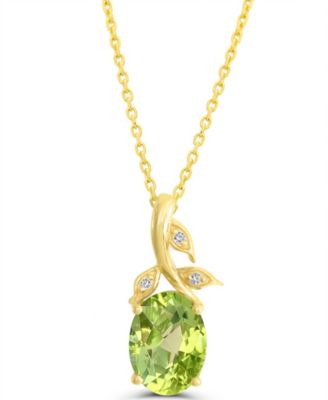 Peridot (1-1/10 ct. t.w.) and Diamond Accent Pendant Necklace  in 14k Gold-Plated Sterling Silver
