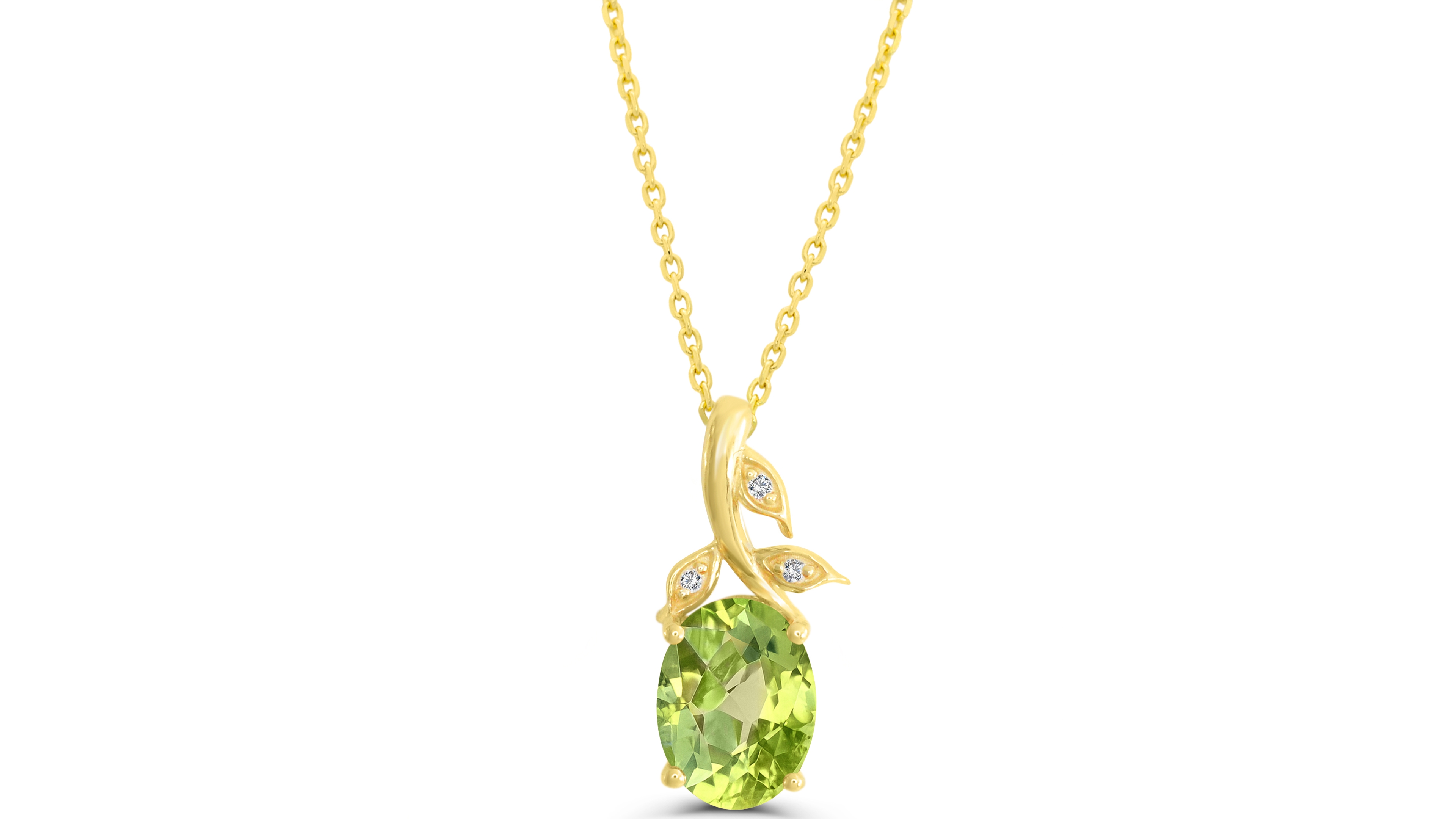 Macy's Peridot (1-1/10 ct. t.w.) and Diamond Accent Pendant Necklace in 14k Gold-Plated Sterling Silver