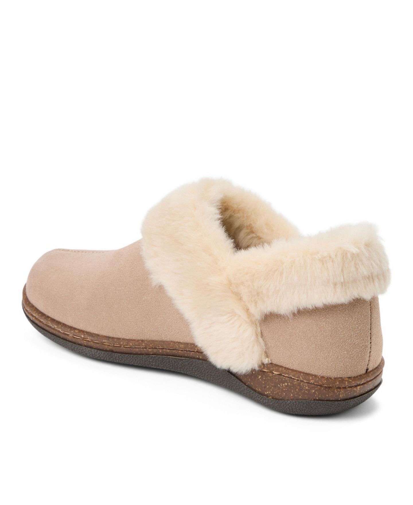 Женские тапочки Clarks Suede Ankle Boot Faux Fur Trim Slippers, цвет: Серо-коричневый — фото 6
