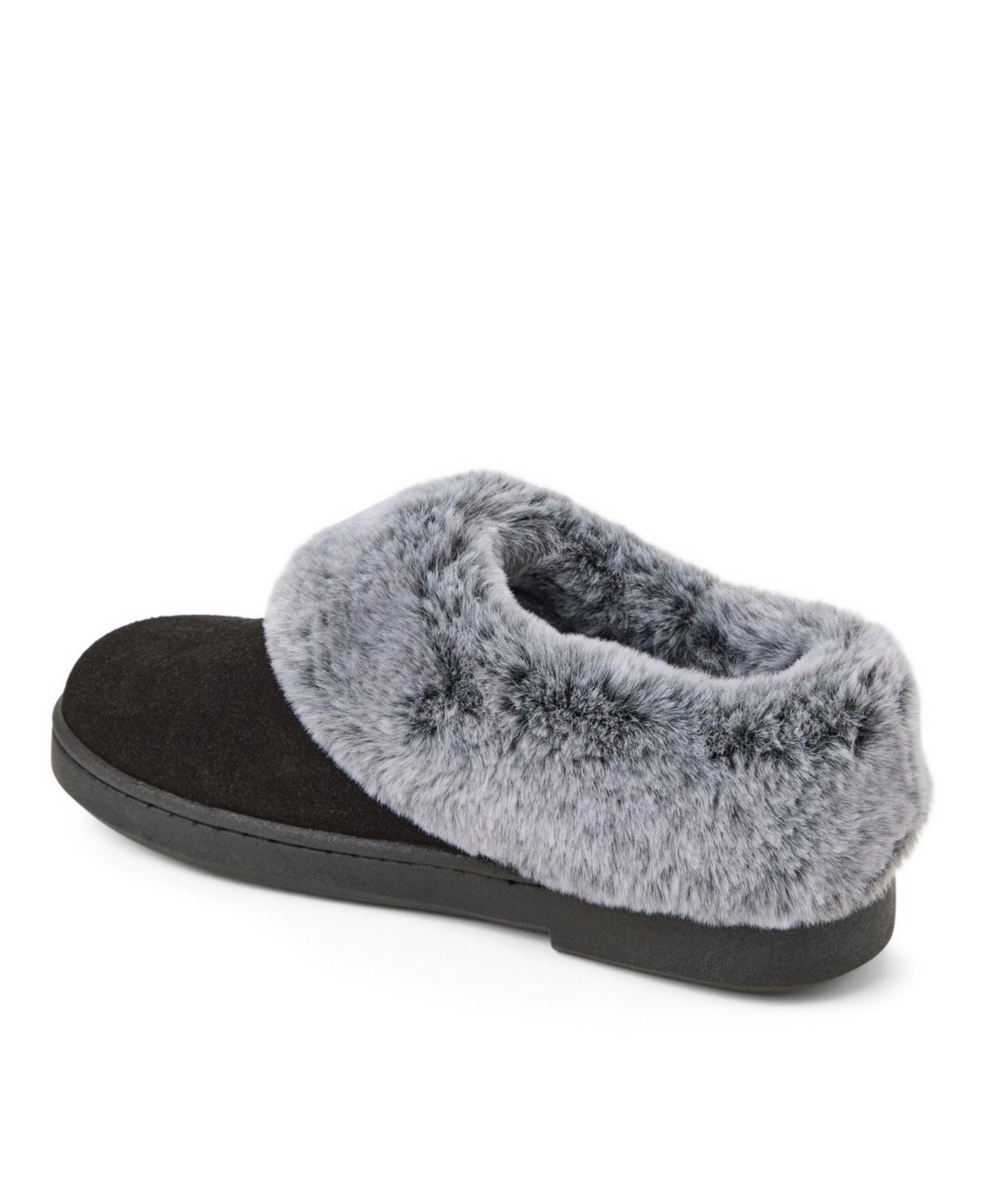 Женские сабо Clarks Suede Clog With Tipped Faux Fur Cuff and Button Detail Slippers, цвет: Чёрный — фото 6