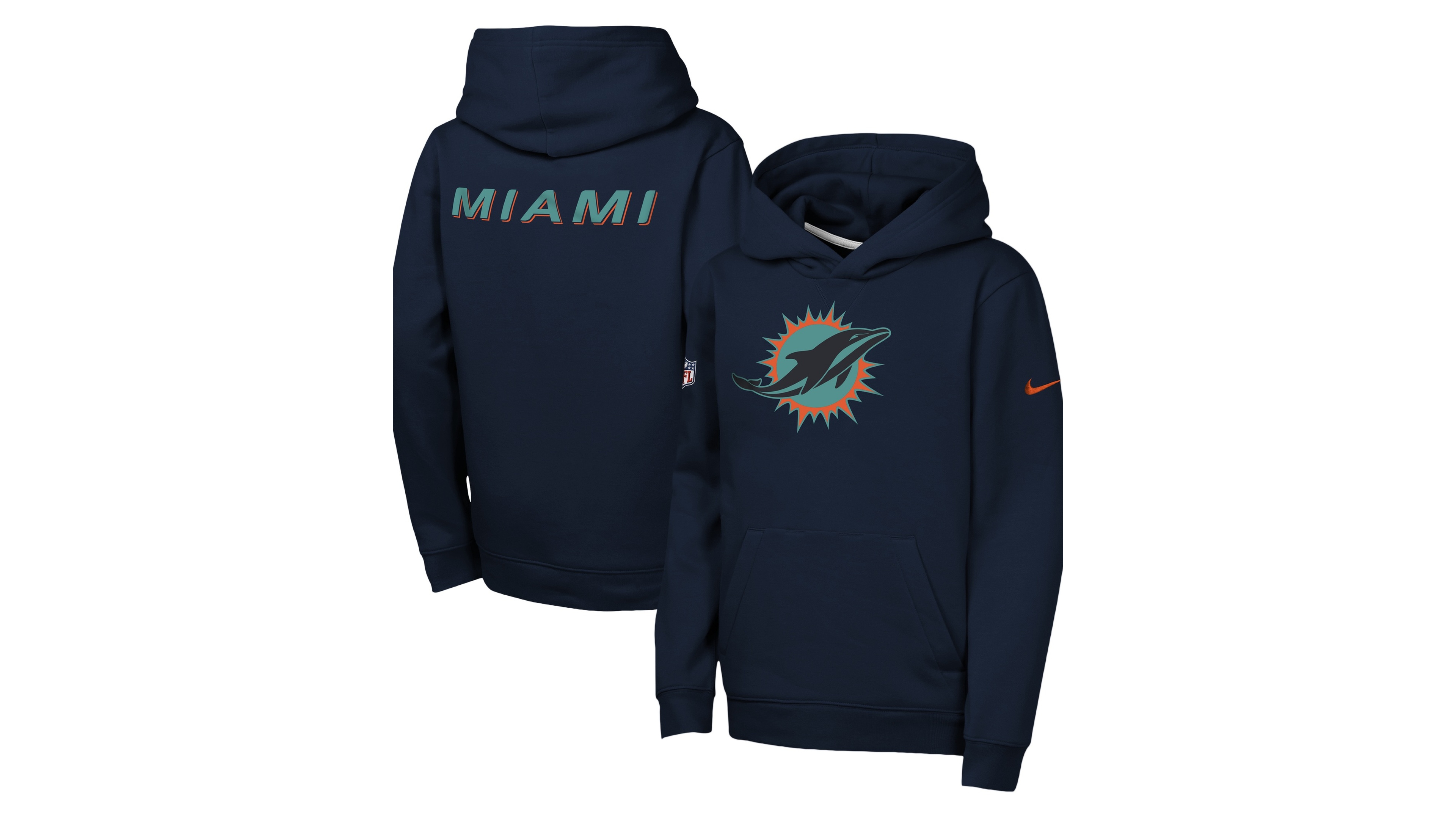 Nike Big Boys' and Girls' Navy Miami Dolphins Rivalries Collection Sideline Club Fleece Pullover Hoodie