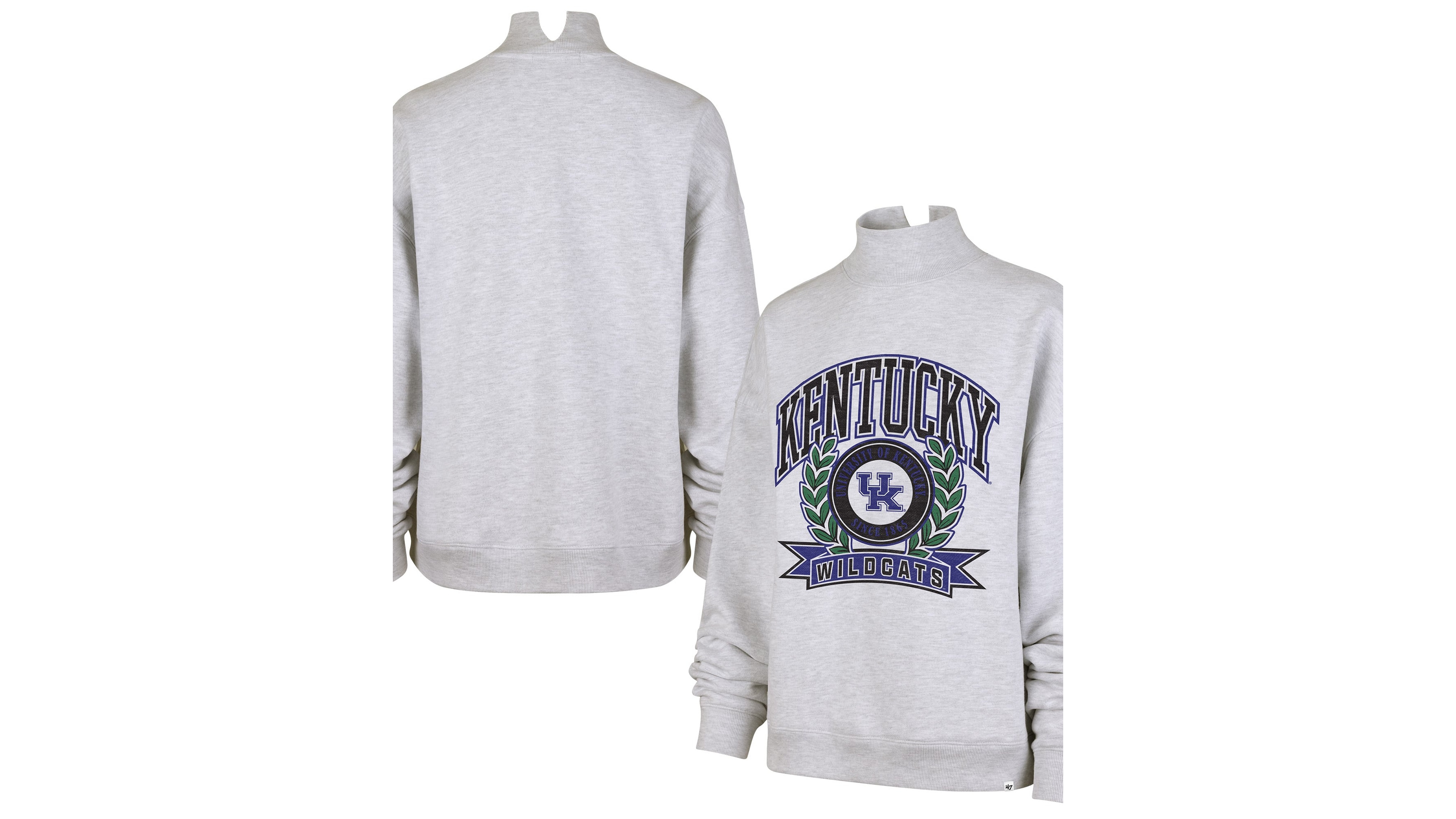 '47 Brand Women's Gray Kentucky Wildcats Laurel Arch Mock Neck Sweatshirt