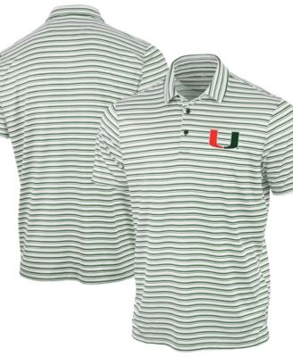 Men's Green Miami Hurricanes Space Stripe  Polo Shirt
