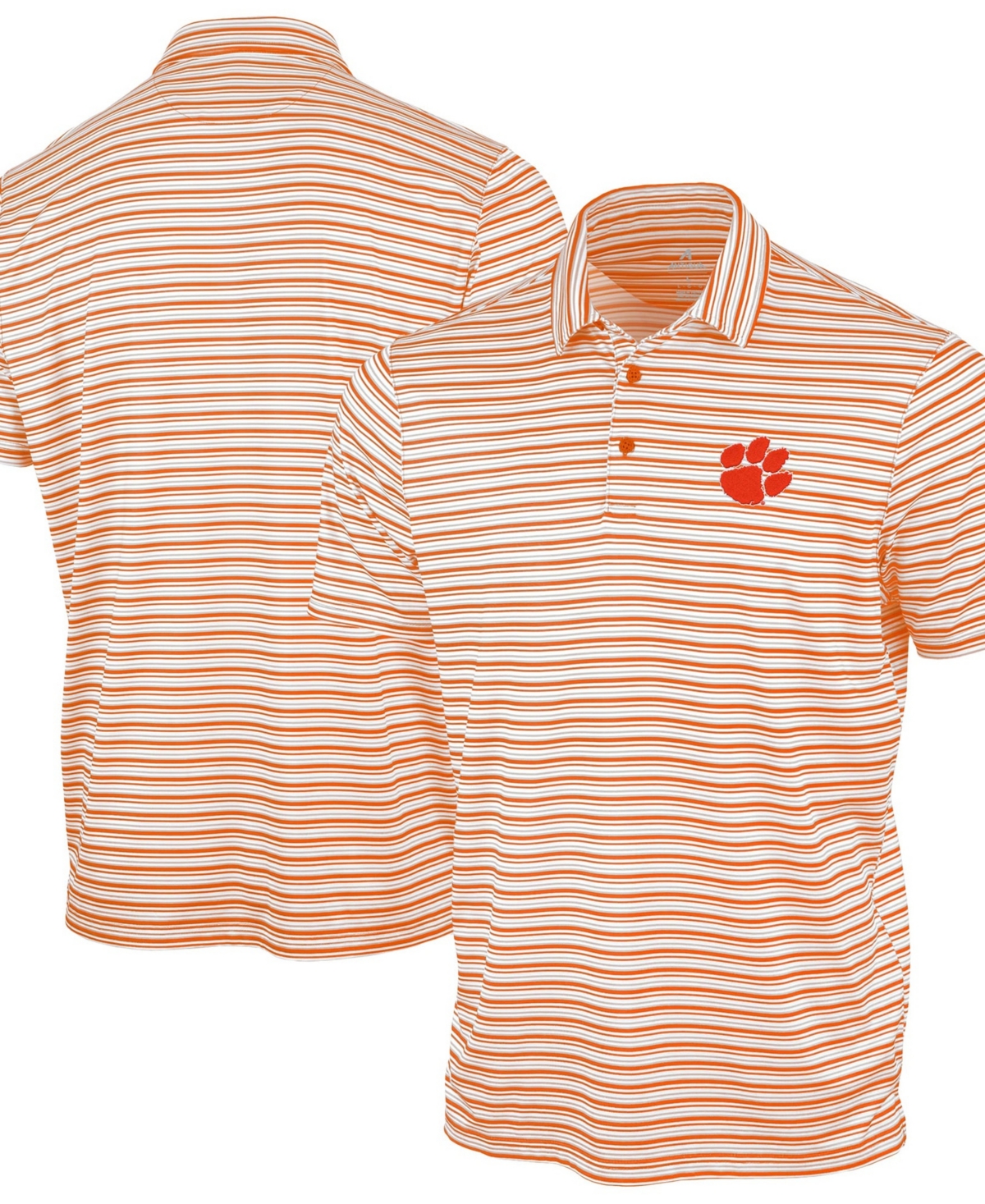 Antigua Men's Orange Clemson Tigers Space Stripe Polo Shirt