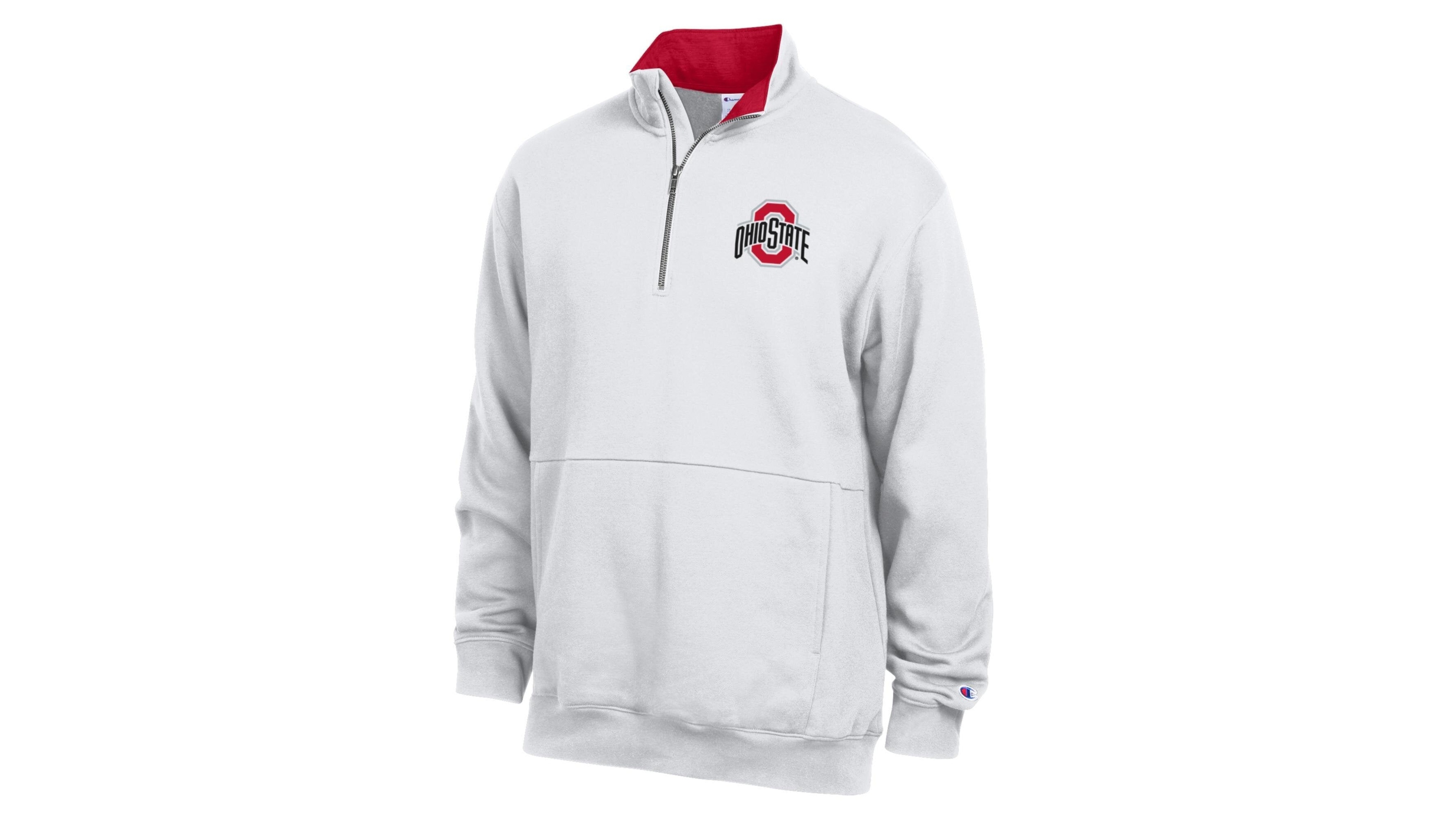 Champion Men's White Ohio State Buckeyes Fleece Quarter-Zip Pullover