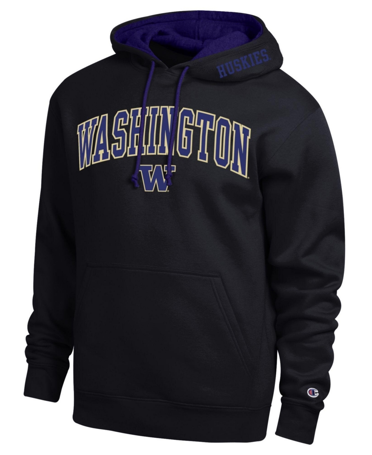 Champion Men's Black Washington Huskies Arch Tackle Twill Hoodie