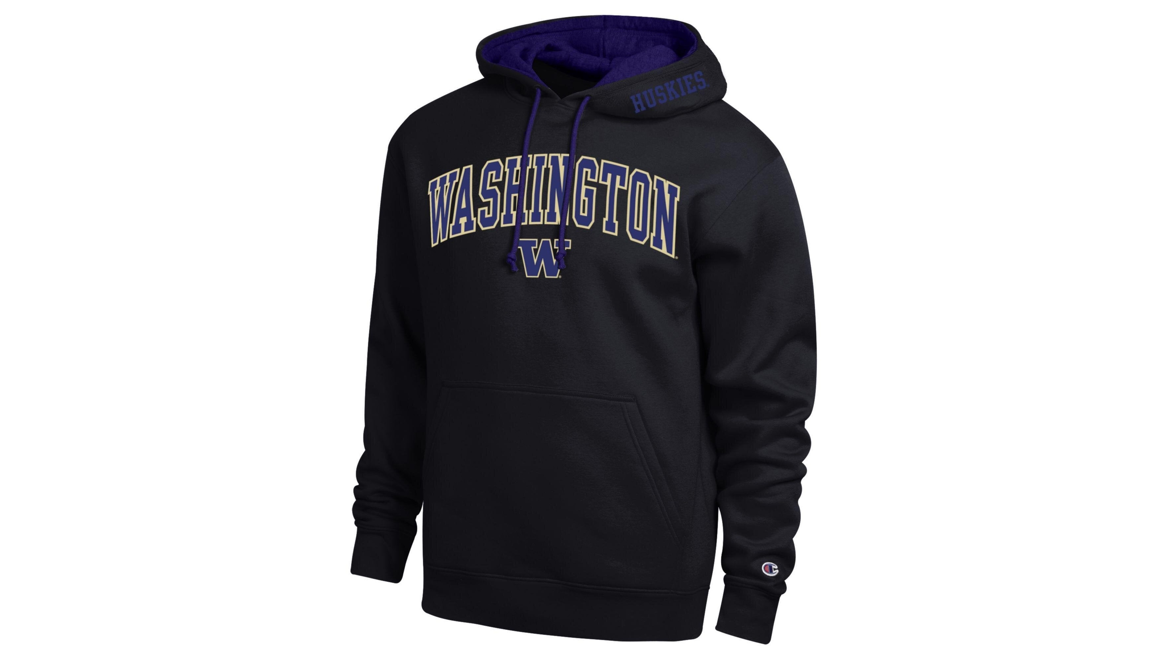 Champion Men's Black Washington Huskies Arch Tackle Twill Hoodie