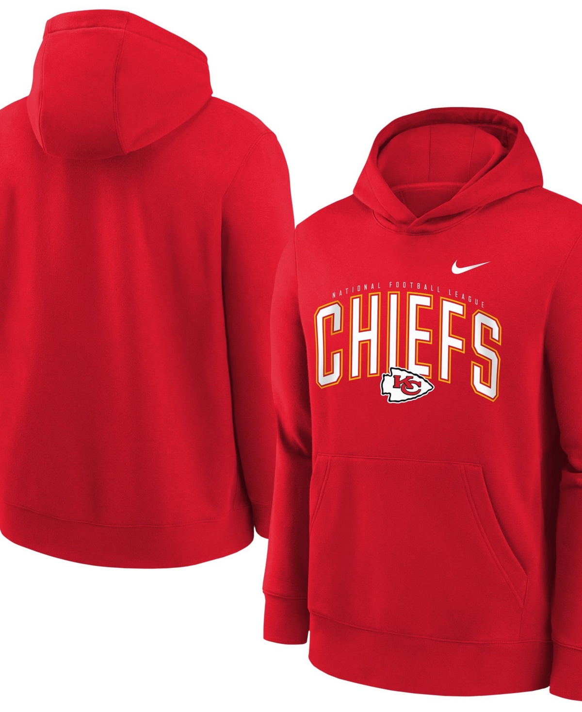 Nike Big Boys' and Girls' Red Kansas City Chiefs Logo Arch Fleece Hoodie - Red