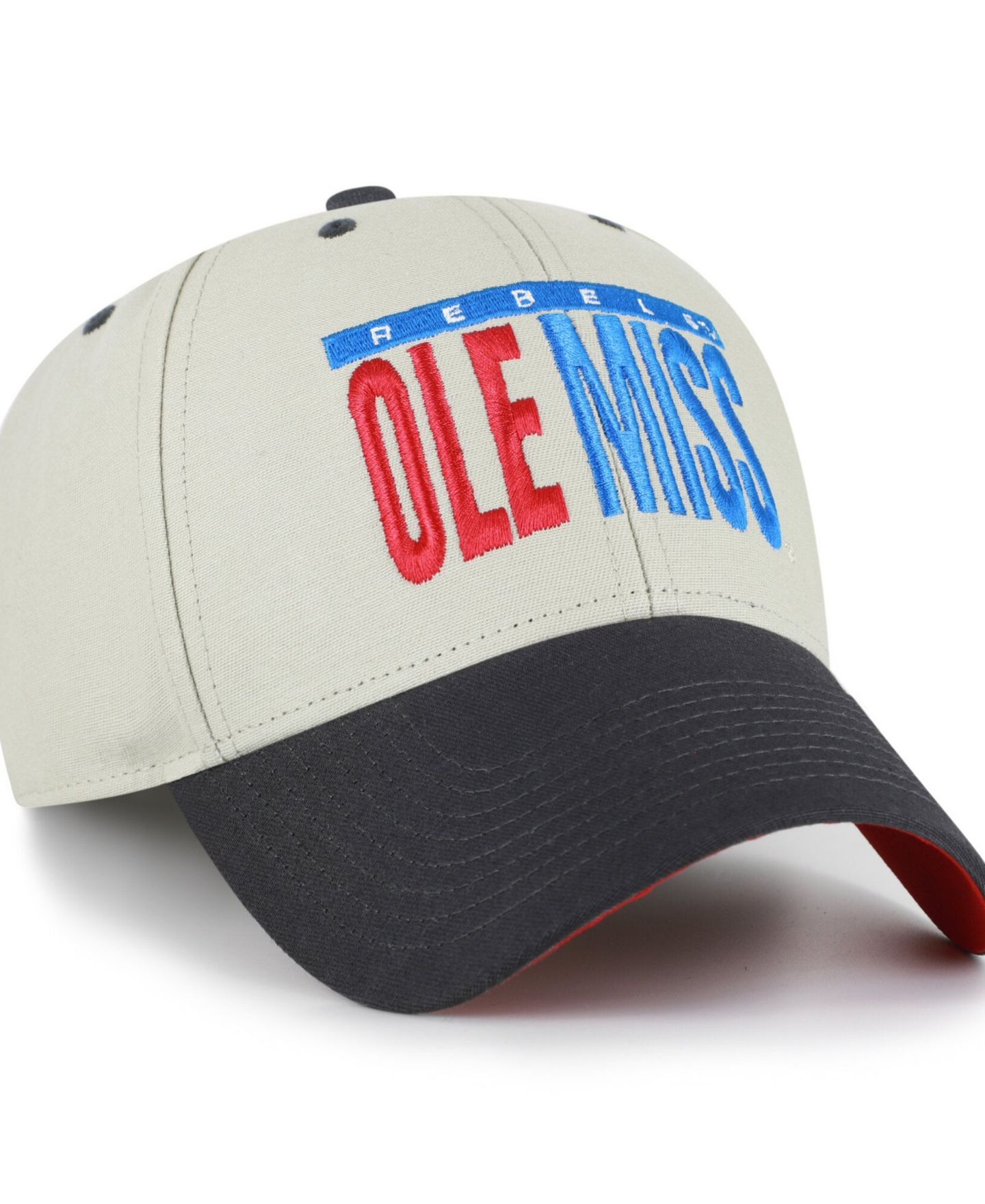 Кепка '47 Brand Gray/Black Ole Miss Rebels Half Block Text MVP Adjustable Hat — фото 4