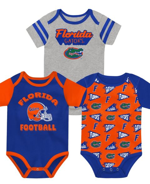 Outerstuff Baby Boys' and Girls' Royal Florida Gators Star Player Bodysuit Set, 3-Piece