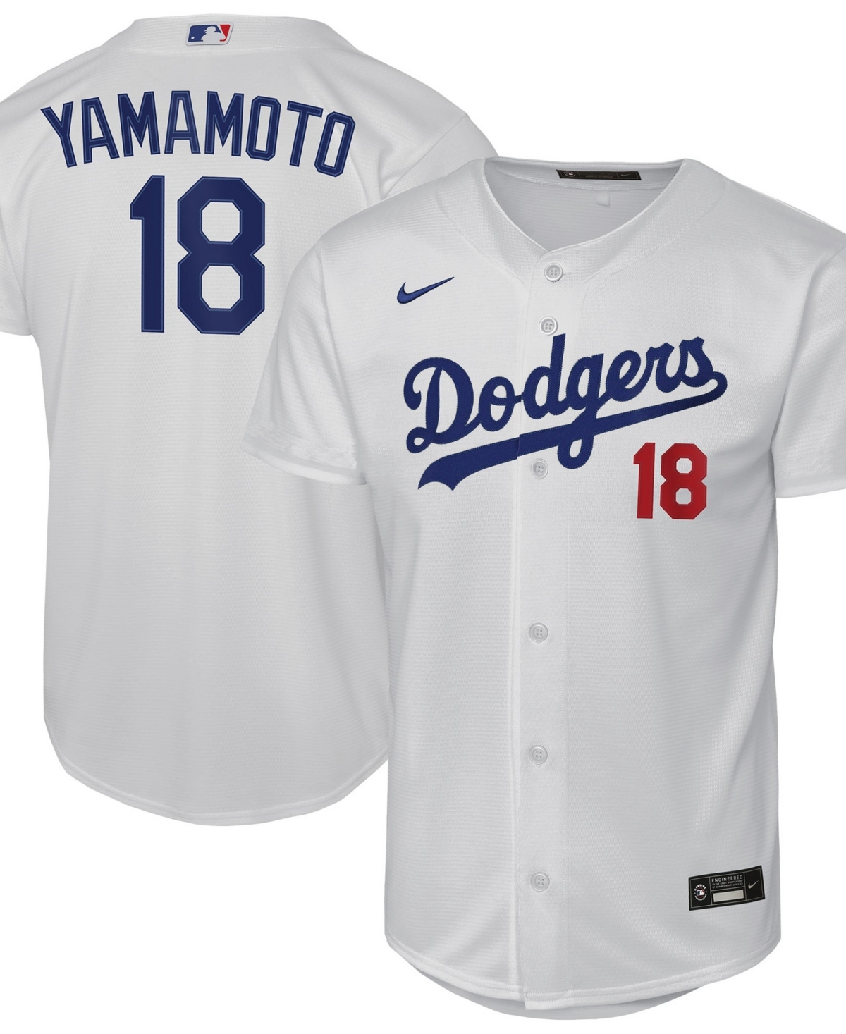 Nike Big Boys' and Girls' Yoshinobu Yamamoto White Los Angeles Dodgers Home Stadium Jersey - White