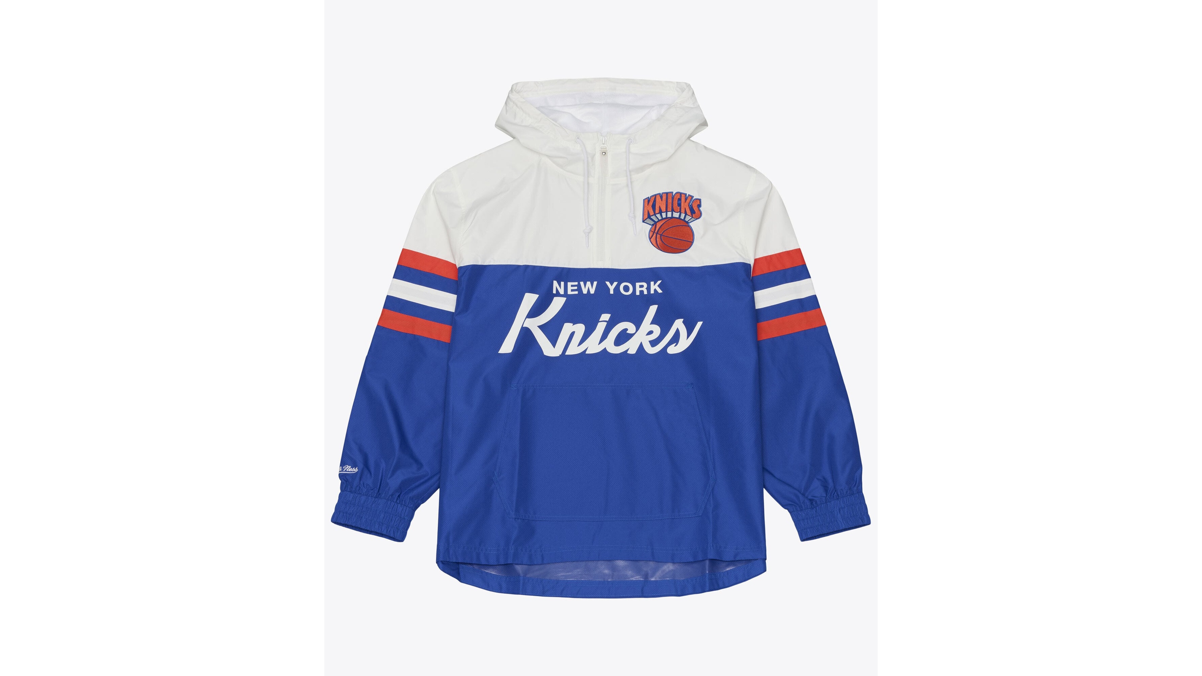 Mitchell & Ness Men's Blue New York Knicks Head Coach Lightweight Anorak Quarter-Zip Windbreaker Sweatshirt