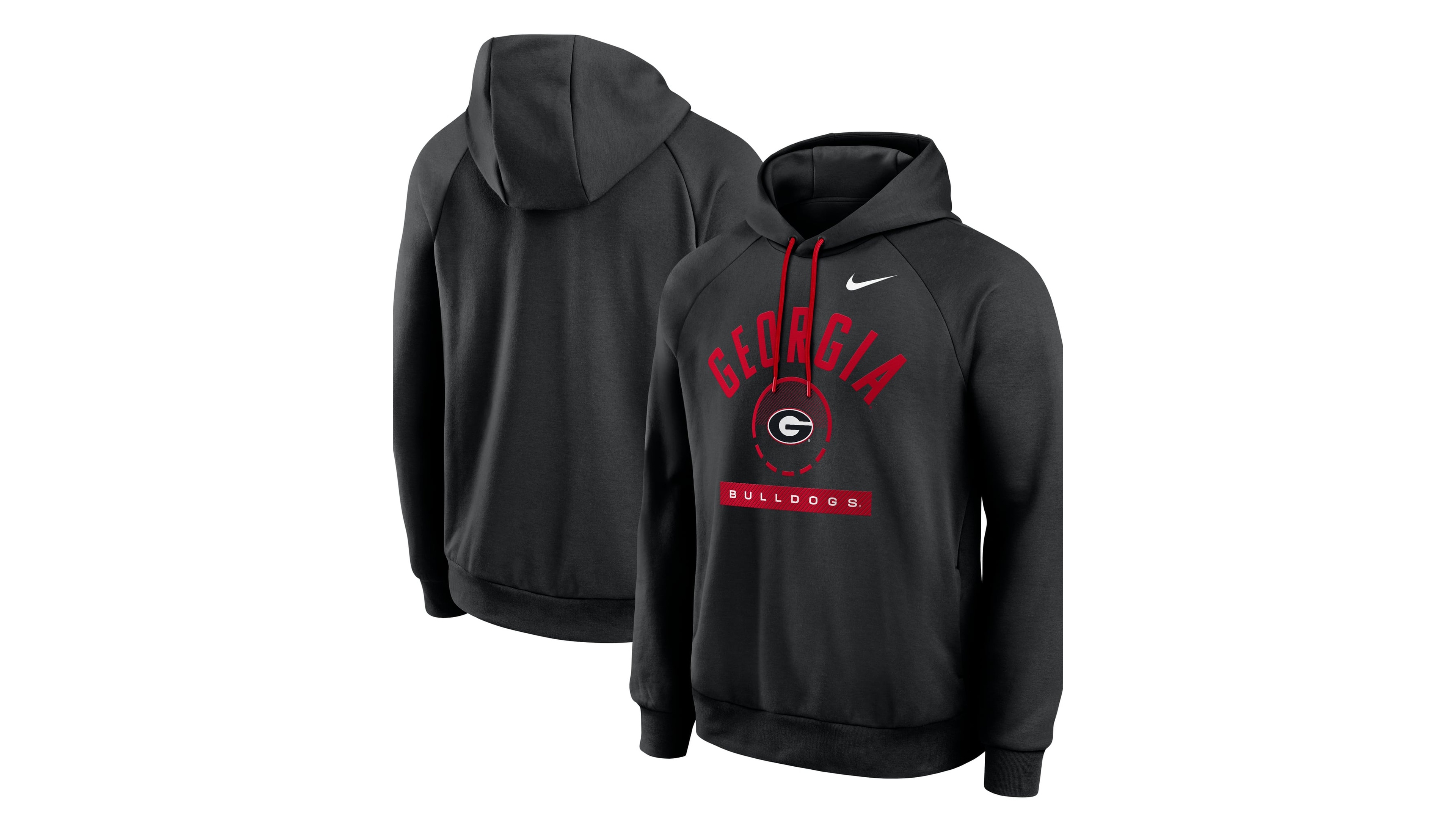 Nike Men's Black Georgia Bulldogs Courtside Practice Dri-fit Raglan Fleece Hoodie